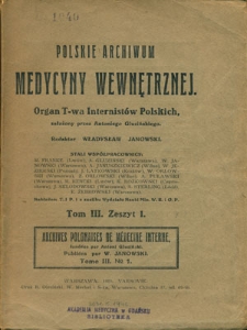 Polskie Archiwum Medycyny Wewnętrznej 1925, T. 3, z. 1-2