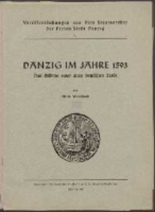 Danzig im Jahre 1593 : das Bildnis einer alten deutschen Stadt