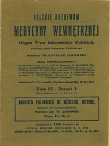 Polskie Archiwum Medycyny Wewnętrznej 1926, T. 4, z. 1-4