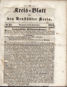 Kreis=Blatt fur den Neustadter Kreis, nr.38,1851