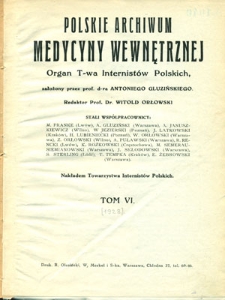 Polskie Archiwum Medycyny Wewnętrznej 1928, T. 6, nr 1-4