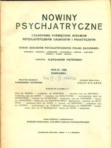 Nowiny Psychjatryczne 1926/27, R.3, z. 1-4