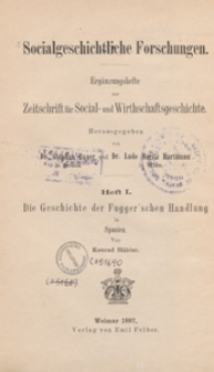 Socialgeschichtliche Forschungen : Ergänzungshefte zur Zeitschrift für Social- und Wirtschaftsgeschichte, 1897, H. 1