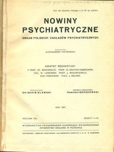 Nowiny Psychjatryczne 1937, R.14, z. 1-12