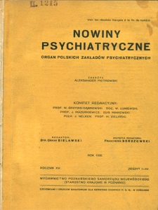 Nowiny Psychjatryczne 1938, R.15, z. 1-12