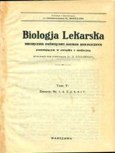 Biologja Lekarska 1926, nr 1-7