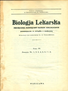 Biologja Lekarska 1927, nr 1-8