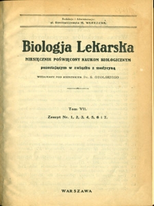 Biologja Lekarska 1928, nr 1-7
