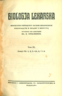 Biologja Lekarska 1930, nr 1-8