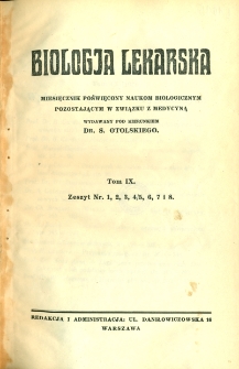 Biologja Lekarska 1930, nr 1-8