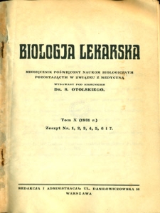 Biologja Lekarska 1931, nr 1-7