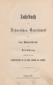 Jahrbuch der Historischen Gesellschaft für den Netzedistrikt zu Bromberg, 1894