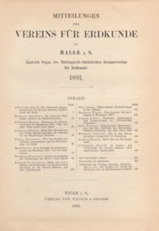 Mittheilungen des Vereins f&uuml;r Erdkunde zu Halle a. S., 1891