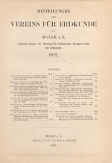 Mittheilungen des Vereins für Erdkunde zu Halle a. S., 1891