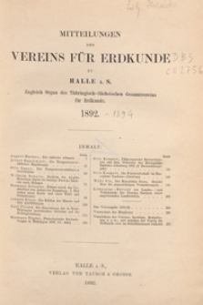 Mittheilungen des Vereins f&uuml;r Erdkunde zu Halle a. S., 1892