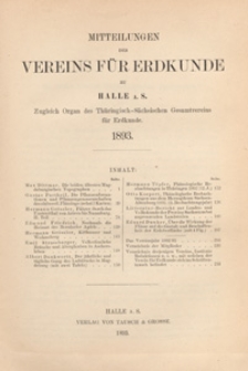 Mittheilungen des Vereins f&uuml;r Erdkunde zu Halle a. S., 1893