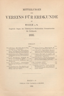 Mittheilungen des Vereins für Erdkunde zu Halle a. S., 1893