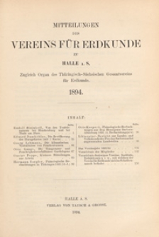 Mittheilungen des Vereins f&uuml;r Erdkunde zu Halle a. S., 1894