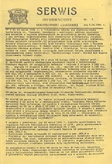 Serwis informacyjny Politechniki Gdańskiej, Nr 3, dnia: 2.04.1991