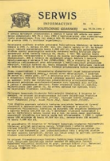 Serwis informacyjny Politechniki Gdańskiej, Nr 5, dnia: 30.04.1991
