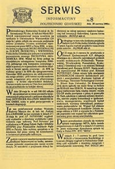 Serwis informacyjny Politechniki Gdańskiej, Nr 8, dnia: 20.06.1991