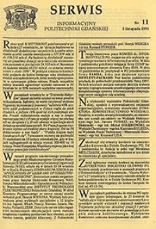 Serwis informacyjny Politechniki Gdańskiej, Nr 11, dnia: 5.11.1991