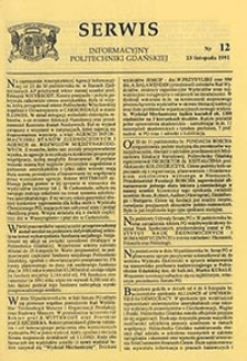 Serwis informacyjny Politechniki Gdańskiej, Nr 12, dnia: 23.11.1991