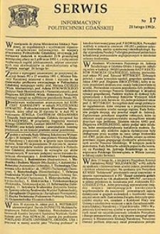 Serwis informacyjny Politechniki Gdańskiej, Nr 17, dnia: 21.02.1992