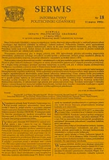 Serwis informacyjny Politechniki Gdańskiej, Nr 18, dnia: 11.03.1992