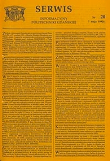Serwis informacyjny Politechniki Gdańskiej, Nr 20, dnia: 7.05.1992