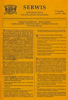 Serwis informacyjny Politechniki Gdańskiej, Nr specjalny, czerwiec 1992