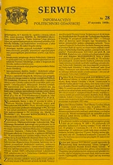 Serwis informacyjny Politechniki Gdańskiej, Nr 28, dnia: 27.01.1993