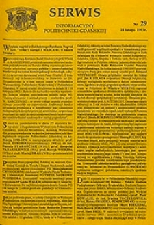Serwis informacyjny Politechniki Gdańskiej, Nr 29, dnia: 18.02.1993