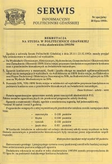 Serwis informacyjny Politechniki Gdańskiej, Nr specjalny, dnia: 28.07.1993