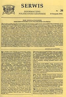 Serwis informacyjny Politechniki Gdańskiej, Nr 38, dnia: 24.11.1993
