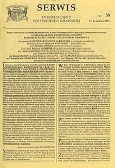 Serwis informacyjny Politechniki Gdańskiej, Nr 39, dnia: 15.12.1993