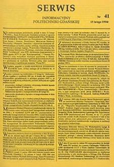 Serwis informacyjny Politechniki Gdańskiej, Nr 41, dnia: 15.02.1994