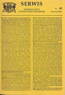 Serwis informacyjny Politechniki Gdańskiej, Nr 42, dnia: 21.03.1994