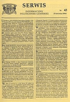 Serwis informacyjny Politechniki Gdańskiej, Nr 43, dnia: 27.04.1994