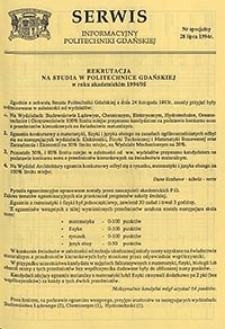 Serwis informacyjny Politechniki Gdańskiej, Nr specjalny, dnia: 28.07.1994