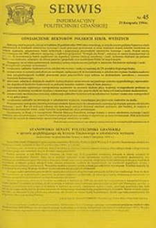 Serwis informacyjny Politechniki Gdańskiej, Nr 45, dnia: 23.11.1994