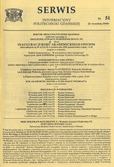 Serwis informacyjny Politechniki Gdańskiej, Nr 51, dnia: 26.09.1995