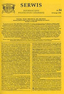 Serwis informacyjny Politechniki Gdańskiej, Nr 54, dnia: 14.02.1996