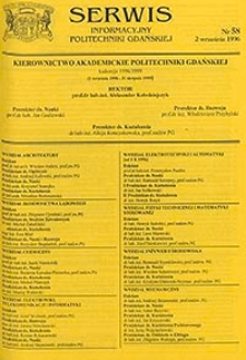 Serwis informacyjny Politechniki Gdańskiej, Nr 58, dnia: 2.09.1996