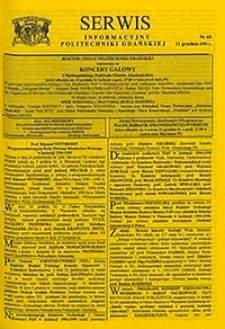 Serwis informacyjny Politechniki Gdańskiej, Nr 60, dnia: 11.12.1996