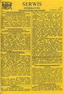 Serwis informacyjny Politechniki Gdańskiej, Nr 67, dnia: 27.01.1998
