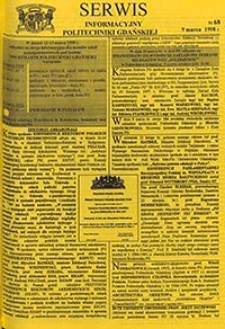 Serwis informacyjny Politechniki Gdańskiej, Nr 68, dnia: 9.03.1998