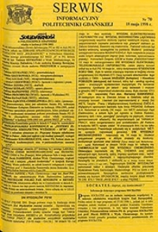 Serwis informacyjny Politechniki Gdańskiej, Nr 70, dnia: 18.05.1998