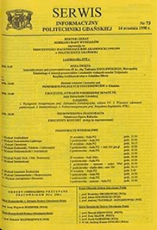 Serwis informacyjny Politechniki Gdańskiej, Nr 73, dnia: 24.09.1998