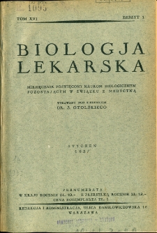 Biologja Lekarska 1937, nr 1-10